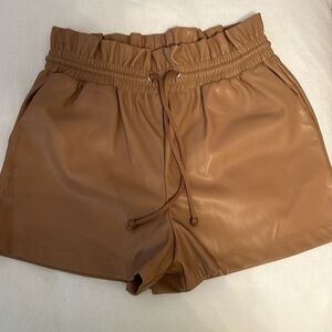 Tan vegan leather drawstring shorts size Medium